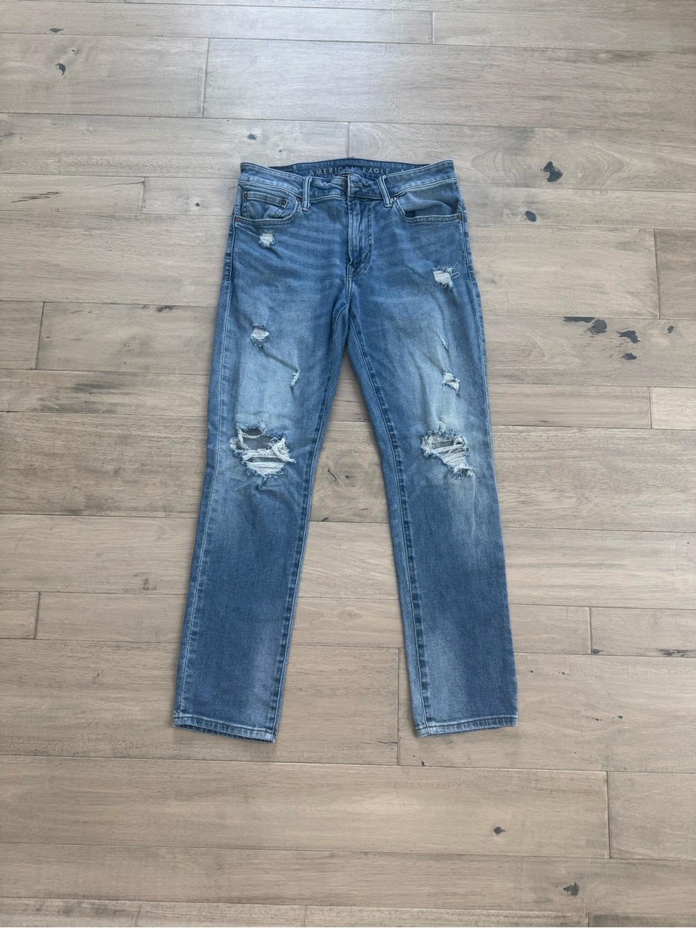 American Eagle Men's Slim Fit Distressed Blue Jeans
